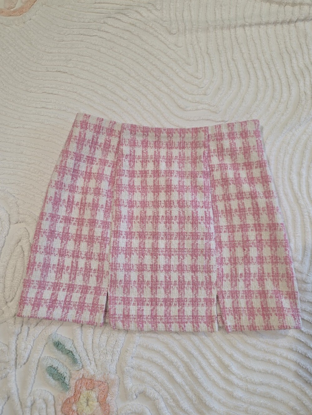 Blue Rain Pink and White Plaid Skirt
